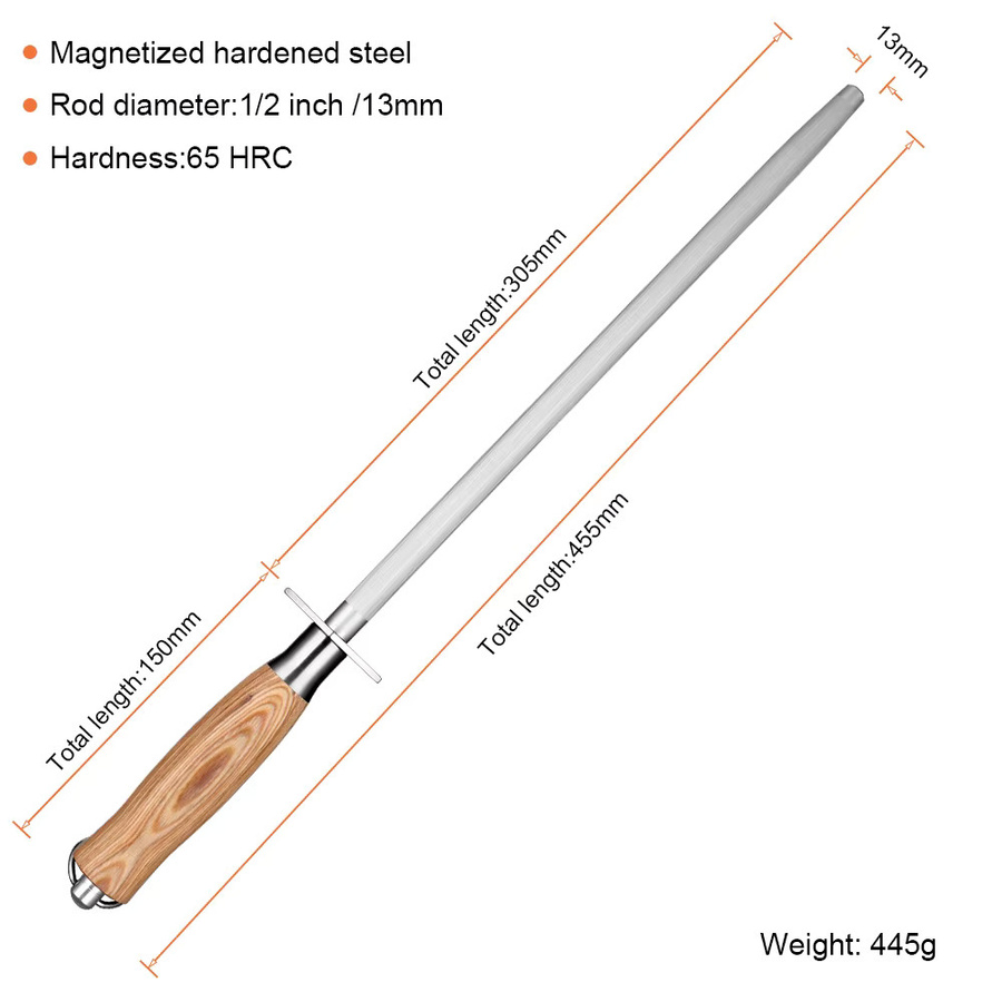 Xituo Messerschärfstahl aus Kohlenstoffstahl in Silber mit Holzgriff, 30,48 cm Länge - Bild 2