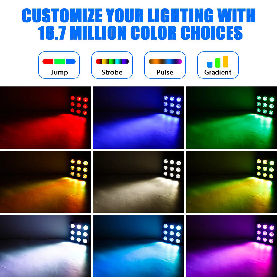 Yiflamefly 4er Set Quadratische Par-Scheinwerfer mit 180W RGBW LED Bühnenbeleuchtung und DMX-Steuerung für DJ, Party und Show - Bild 4
