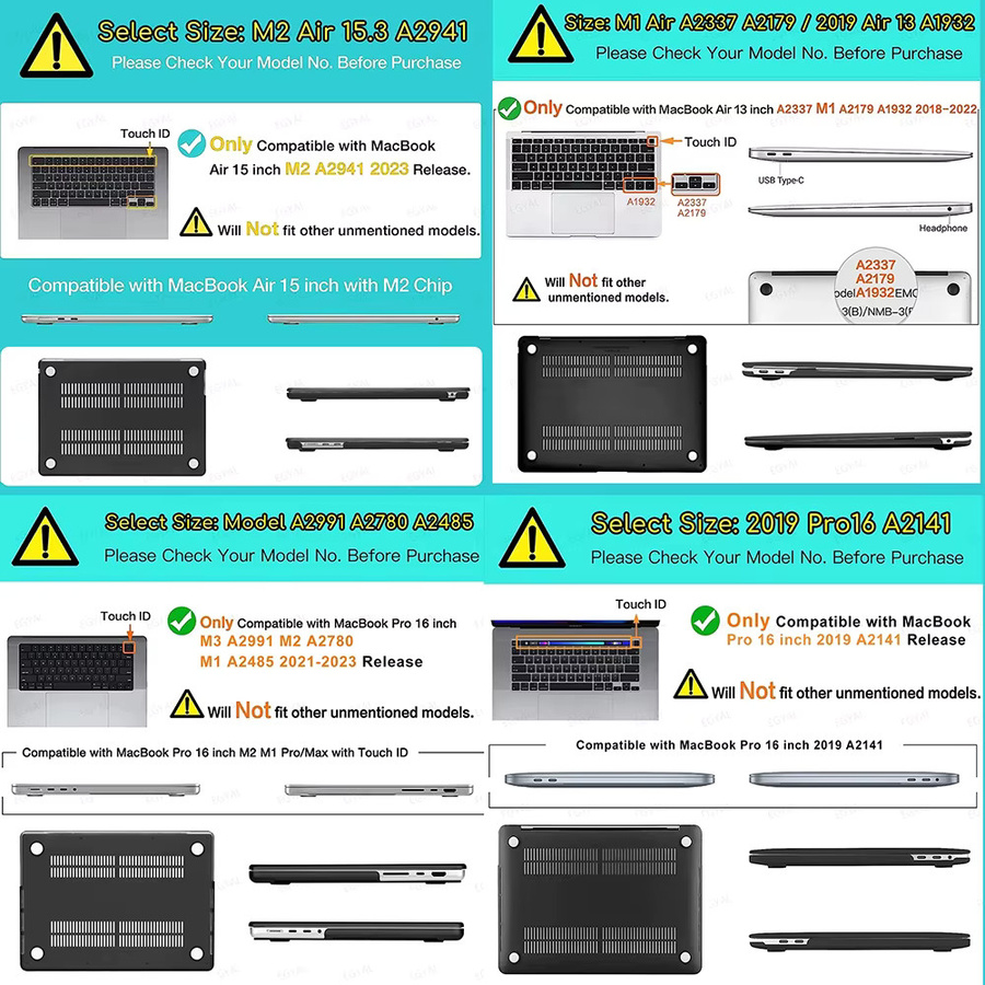 Apple Laptop-Hülle aus PU-Leder für MacBook Air 13 und 15 sowie MacBook Pro 14 und 16 in Schwarz - Bild 2