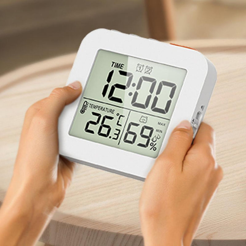 TOMTOP JMS Multifunktionsuhr mit LCD Digitalanzeige als Hygrothermograph zur Messung von Temperatur und Feuchtigkeit in Schwarz - Bild 4
