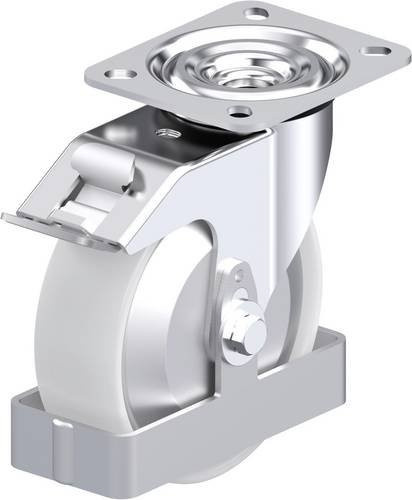 Blickle L-PO 125G-FI-FA-FS Stahlblech-Lenkrolle aus verzinktem Stahl mit Kunststoffrad, Durchmesser: 125 mm, Tragfähigkeit: 250 kg, Farbe: Silber - Bild 1