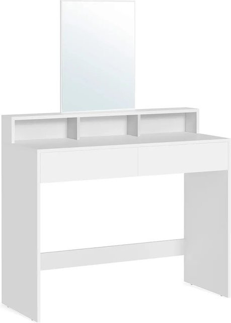 Vasagle Schminktisch mit Spiegel Modern in Weiß, B/T/H: 100 x 40 x 140 cm - Bild 1