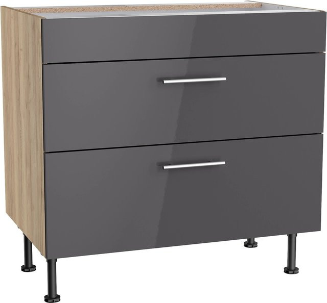 Optifit Küchen-Unterschrank Jonte984 mit 2 Auszügen in Anthrazit-Wildeiche, Breite: 60 cm - Bild 1
