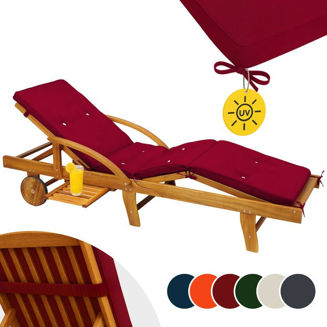 Wasserabweisende Sunlounger Auflage DETEX in Rot, B/T/H: 195 x 55 x 5 cm - Bild 1