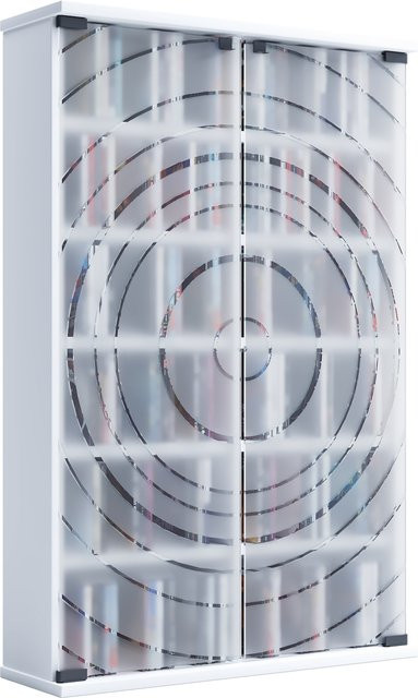 VCM Tilano L CD DVD Vitrinenschrank aus Holz in Weiß mit 2 ESG-Sicherheitsglastüren, H x B x T: 92 x 60 x 18 cm - Bild 1