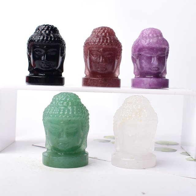 RYCRYSTAL Buddha Figur aus transparentem Naturkristall zur Dekoration und für Reiki-Heilpraktiken - Bild 1