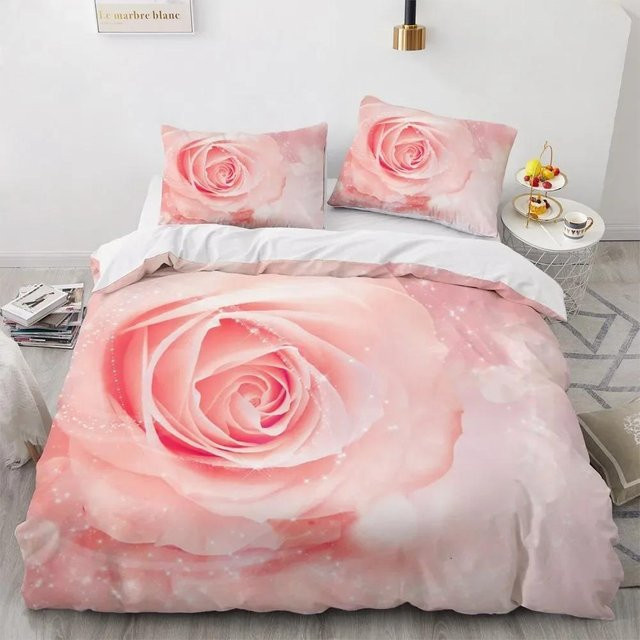 Luxuriöses 3D-Bettwäscheset Binchi Outdoor Product mit floralem Design in Pink, bestehend aus Bettbezug und Kissenbezügen, Material Mikrofaser, B/H: 133 x 70 cm - Bild 1