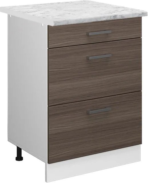 Vicco Küchenunterschrank R-Line mit Schubladen in Weiß und Edelgrau mit Marmor Arbeitsplatte Breite: 60 cm - Bild 2
