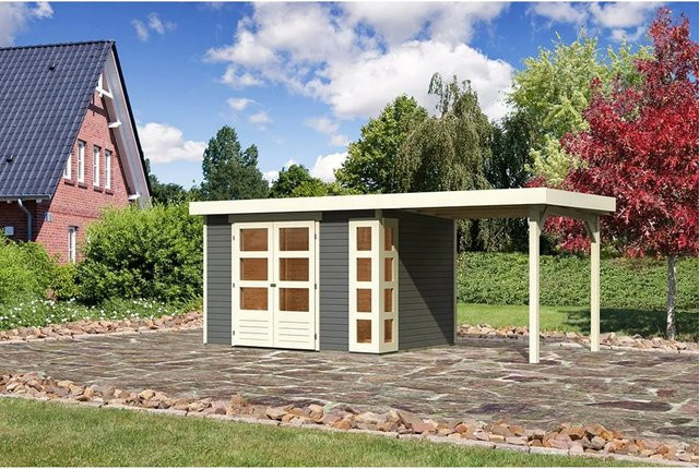 Karibu Holz-Gartenhaus Sölve in Terragrau mit Flachdach und modernem Design, B: 298 cm, T: 213 cm, H: 211 cm - Bild 1