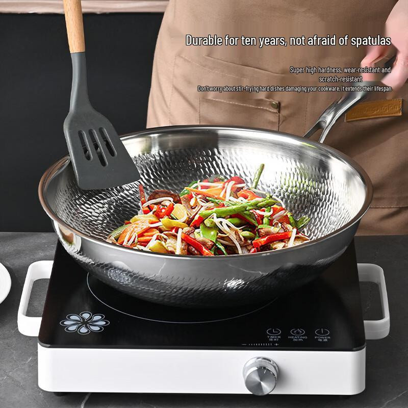 Zhuochuang Wok mit Rundboden aus Titan in Silber, Durchmesser: 36 cm - Bild 5