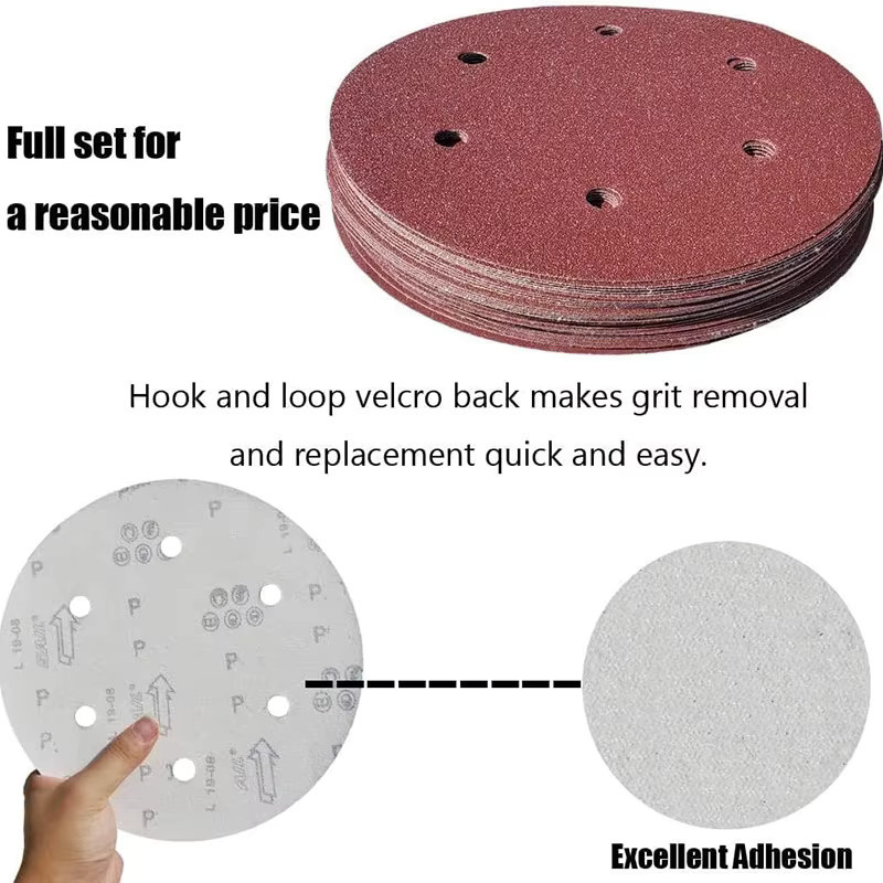 TQLQ Schleifscheiben Set mit Klett-Klebeschleifpapier für Exzenterschleifer, 10 Stück, 9 Zoll, 6 Löcher, Durchmesser: 225 mm, Körnung 60–2000 - Bild 2