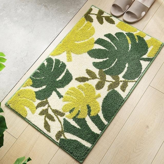 Rutschfeste Badematte von Yiran Furniture mit floralem Blattmuster, saugfähig und waschbar, B/T: 60 x 40 cm - Bild 1