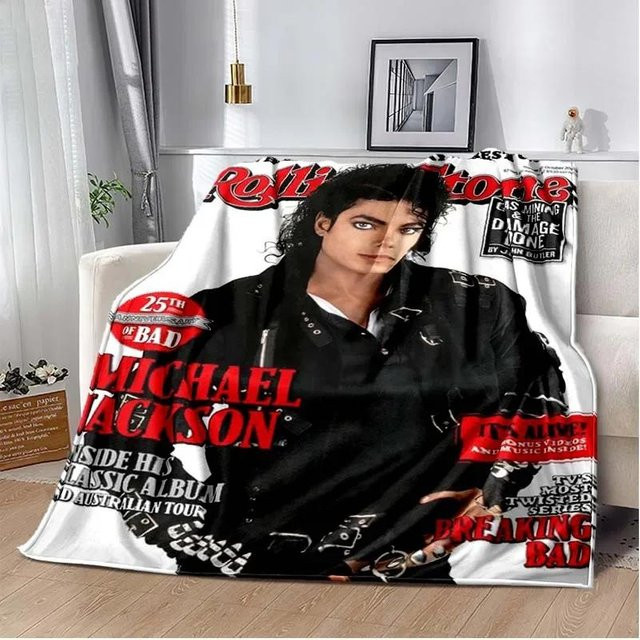 YunhengTechnology Michael Jackson Decke aus Polyester, Weiß, B/B: 80 x 120 cm - Bild 1