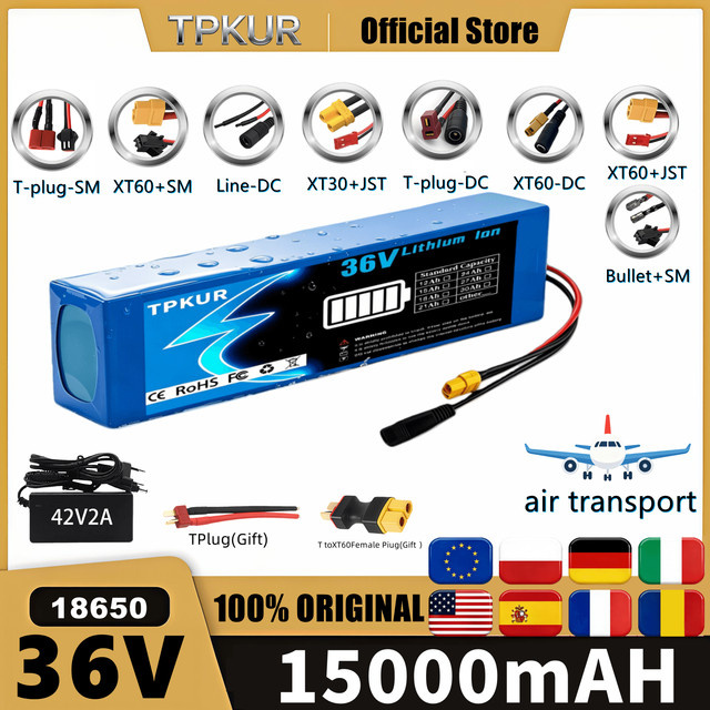 TPKUR Lithium-Ionen-Akku-Pack 36V 15000mAh 10S3P für Elektroroller in Blau mit integriertem BMS - Bild 1