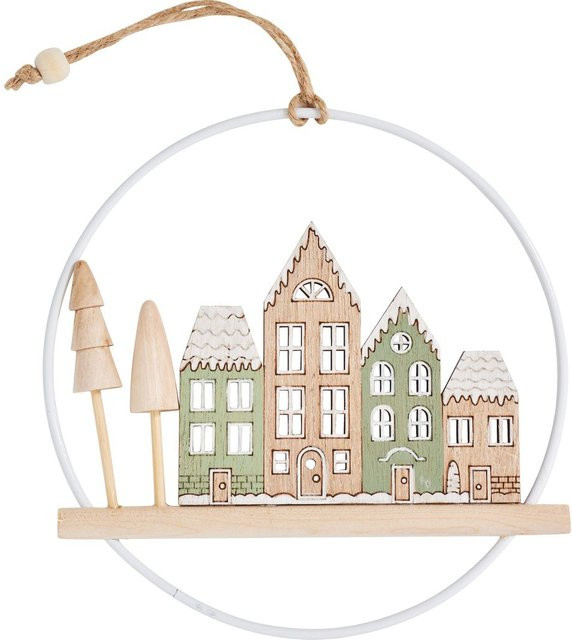 VBS Aufhänger Winterliche Häuserszene in Weiss und Multicolour für Weihnachten und Winter - Bild 1