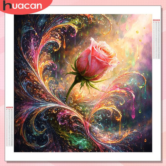 HUACAN Diamant-Mosaik Set Rosenblüte als DIY Vollbohr-Set in Multicolour, B/H: 20 x 20 cm - Bild 1