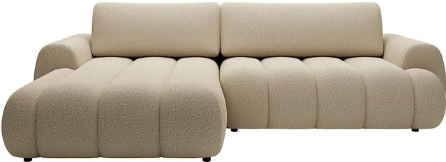 Vente-unique Schlafsofa Fridora in Beige mit L-Form und Stoffbezug - Bild 1