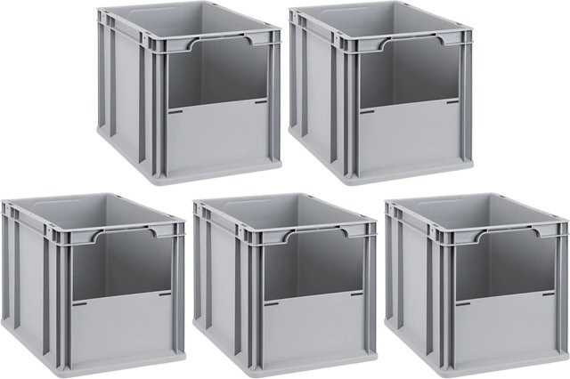 PROREGAL SparSet 5x Eurobox NextGen Insight Transportboxen mit offener Front, Grau, H x B x T: 32 x 30 x 40 cm, 30 Liter - Bild 1