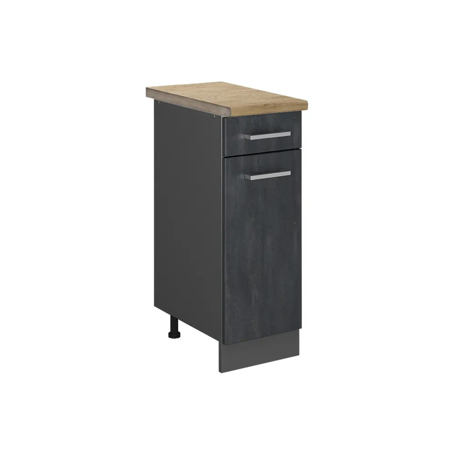 Vicco Küchenunterschrank R-Line Schubladenschrank in Schwarz Beton und Anthrazit mit Arbeitsplatte in Eiche, Breite: 30 cm, Tiefe: 30 cm, Höhe: 30 cm - Bild 3