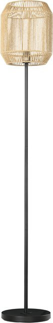 HOMCOM Stehlampe im Vintage-Design aus Metall und Holz mit Lampenschirm aus Papier in Beige, Durchmesser: 26 cm, Höhe: 164 cm - Bild 1