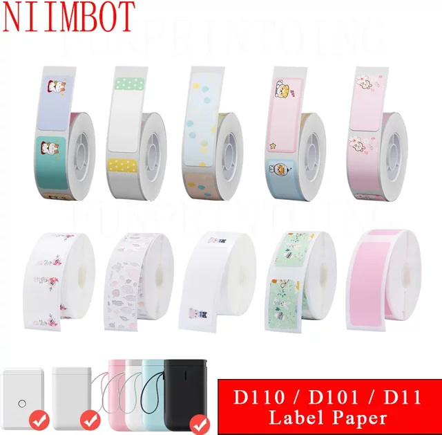 Niimbot Thermopapier Etiketten in Weiß, wasserfester Klebstoff für D110, D11 und D101 Etikettendrucker - Bild 1
