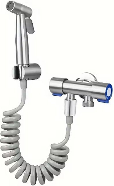 YANKE Hochdruck-Handbrause-Set aus Edelstahl in Silber mit Wandhalterung und Schlauch - Bild 1