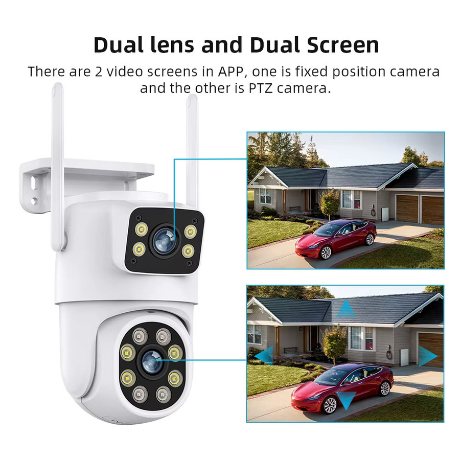 DDBROUGEN Dual-Screen IP-Kamera für den Außenbereich mit 8MP 4K Auflösung, Doppelobjektiv, PTZ WiFi und Auto-Tracking in Weiß - Bild 5