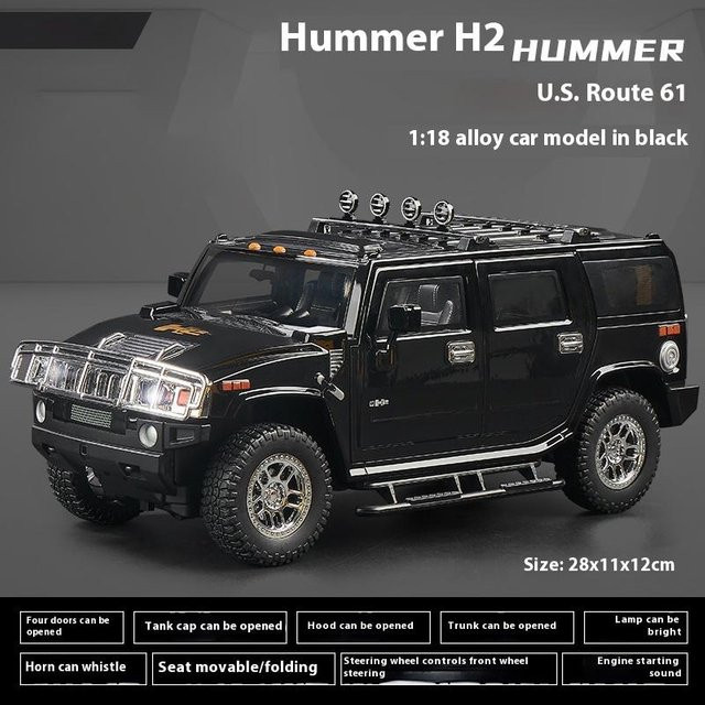 Linyi toy car Hummer H2, Die-Cast Metallmodell, 1:18, mit Licht und Sound, ab 14 Jahren - Bild 1