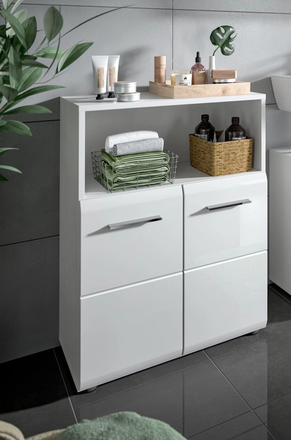 Inn.Furn Badezimmer Kommode in Weiß Hochglanz mit LED-Beleuchtung, B/H/T: 60 x 80 x 30 cm - Bild 3