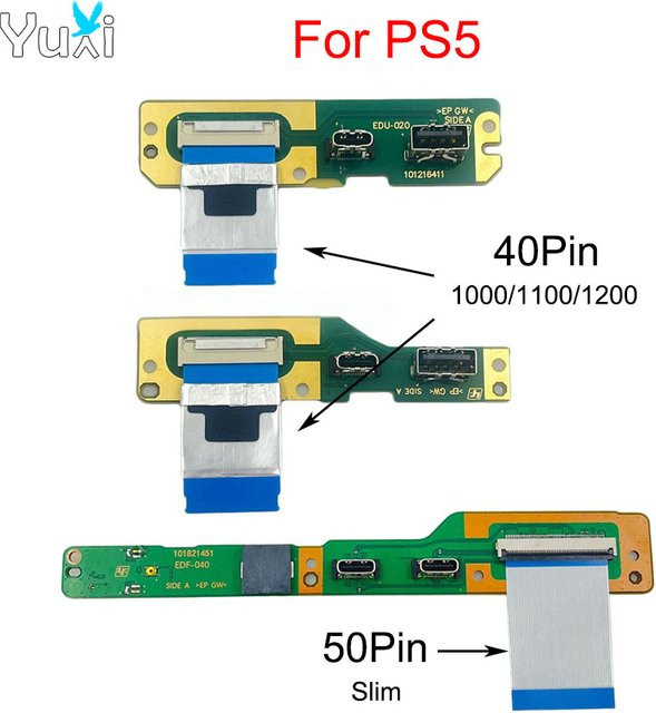 YuXi Ersatz Flexkabel für PS5 Motherboard Typ A/C Buchse Anschluss 40Pin und 50Pin für PS5 Slim Modelle 1000 1100 1200 - Bild 1