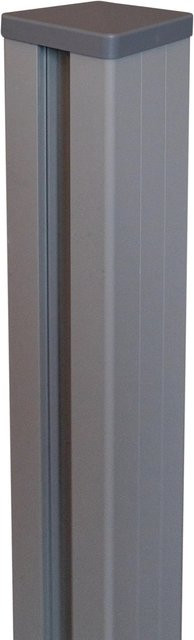 GroJa Lumino Alu-Steckzaunpfosten mit Pfostenkappe Silbergrau, Höhe: 300 cm, Breite: 9 cm, Tiefe: 9 cm - Bild 1