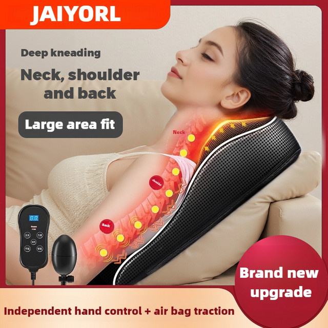 JAIYORL Elektrisches Shiatsu Massagegerät für Kopf, Hals und Rücken mit Heizfunktion und Vibration in Schwarz - Bild 1