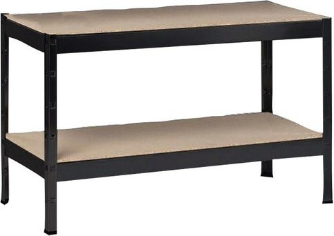SCHULTE REGALWELT Stecksystem-Grundregal aus Metall und Holz in Schwarz mit 2 Böden, B/H/T: 100 x 43 x 40 cm - Bild 1