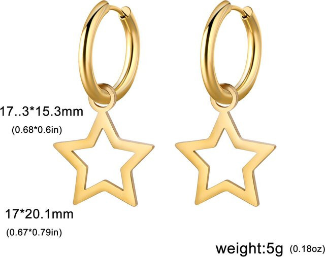 YULIN Ohrhänger Creolen, Edelstahl, Gold, Stern, Damen - Bild 1