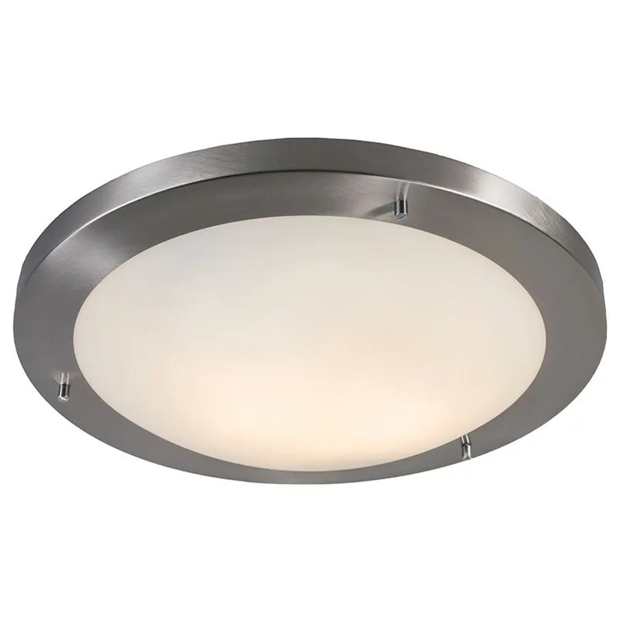 QAZQA Yuma Moderne Deckenleuchte aus Stahl und Glas in Silber mit weißem transparentem Glas, Durchmesser: 41 cm, IP44 geeignet für Badezimmer und Garage, E27 Fassung, dimmbar - Bild 2