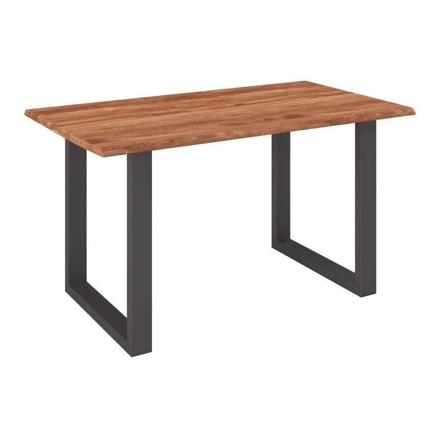Bessagi Home Esstisch Malmo aus Echtholz Akazie in Braun und Schwarz mit Live Edge Design, B/T/H: 140 x 80 x 76 cm - Bild 2