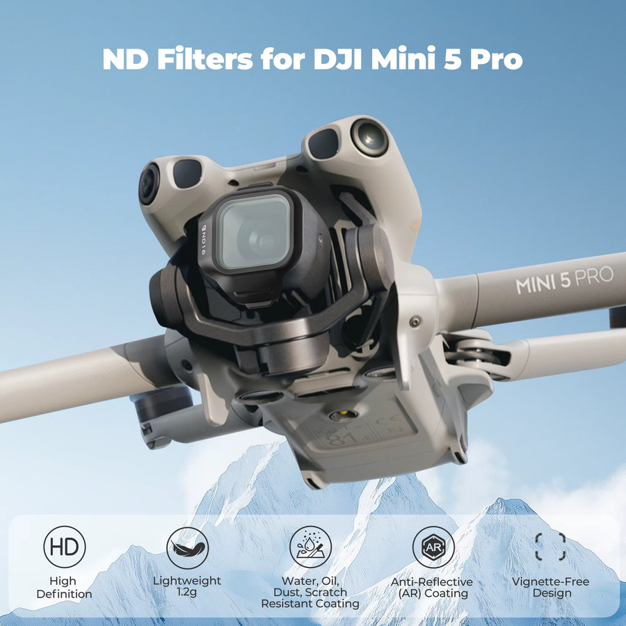Freewell All Day 6er-Pack ND-Filter Set für DJI Mini 5 Pro in Schwarz (ND16/32/64/256/512/ND1000) - Bild 2