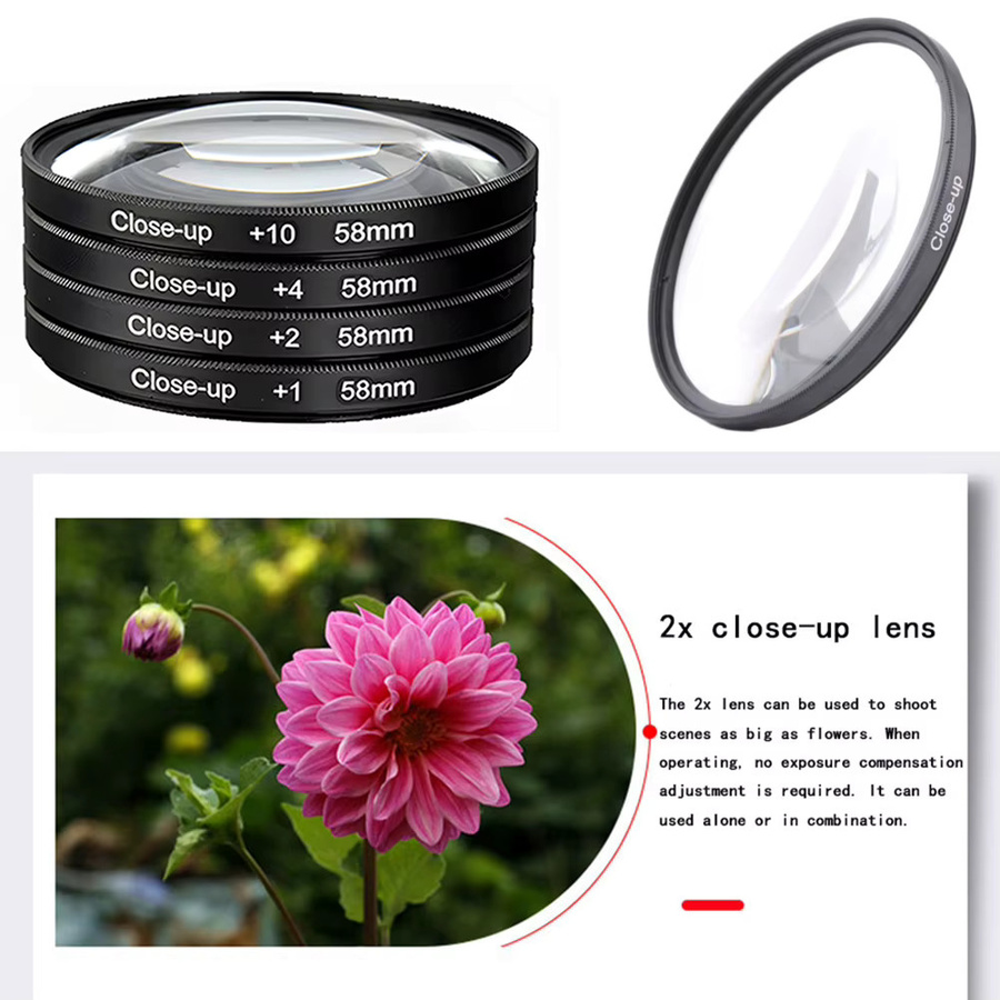 MYOBO Makro-Close-Up-Objektivfilter Set in Schwarz mit den Stufen +1, +2, +4 und +10 für DSLR-Spiegelreflexkameras in den Gewindegrößen 37 mm bis 82 mm - Bild 4