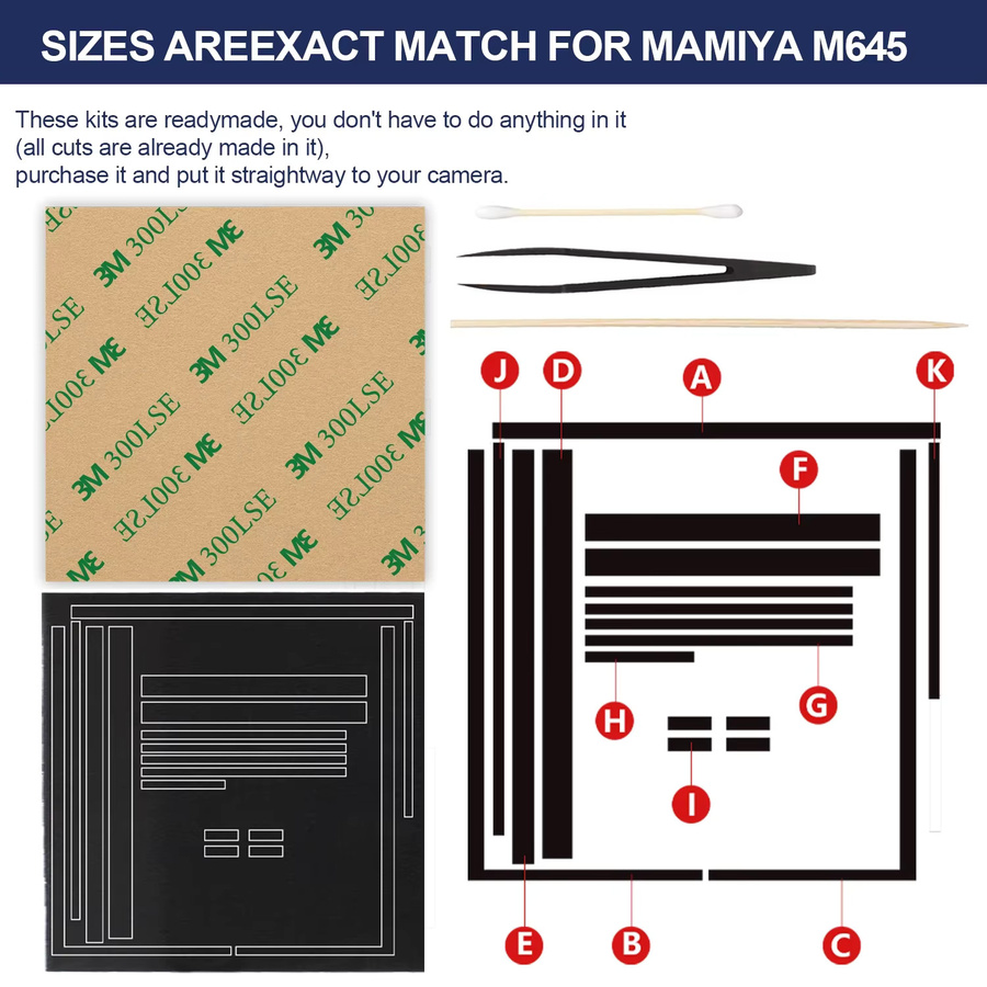 eTone Ersatz-Reparatursatz für Dichtungsschaumschwamm in Schwarz für Mamiya M645, M645 J und M645 1000S - Bild 4