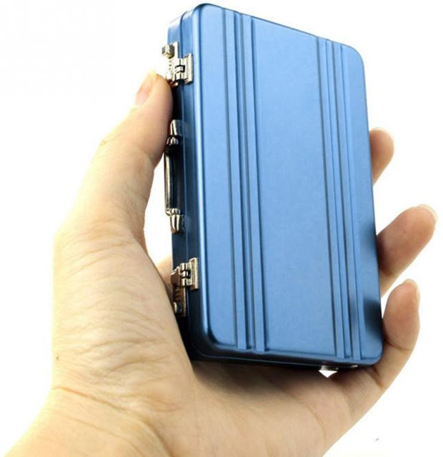 Aluminium Kreditkartenhalter Mini Metallkoffer Organizer in Grün - Bild 1
