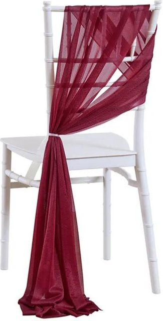 20er Set Chiffon-Stuhlschärpen für Hochzeiten und Events in Weinrot, B/H: 17 x 250 cm von YT Daily Necessities - Bild 1