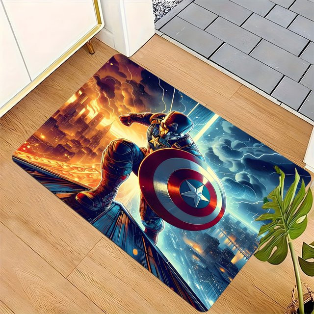 Beast Kingdom Set aus Küchenmatte und Fußmatte mit Marvel Captain America Shield-Aufdruck in Multicolour, weich, extra dick und maschinenwaschbar - Bild 1