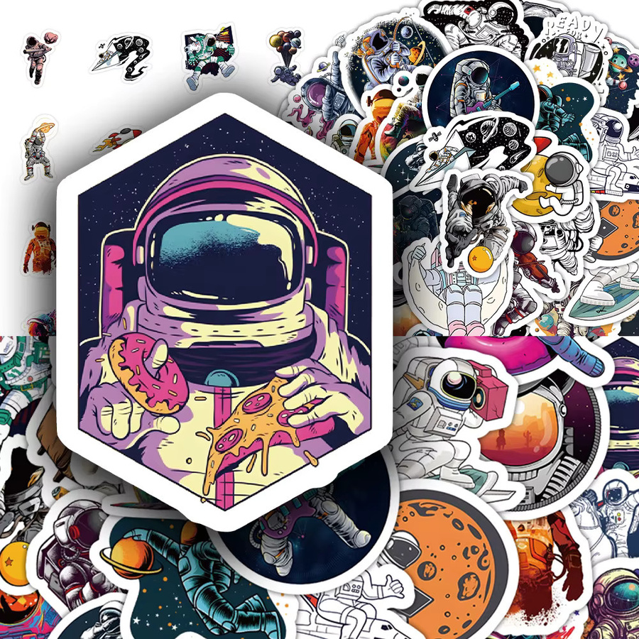 60-teiliges Astronauten Aufkleber-Set aus Papier in Multicolour von Anime Worlds Store - Bild 5