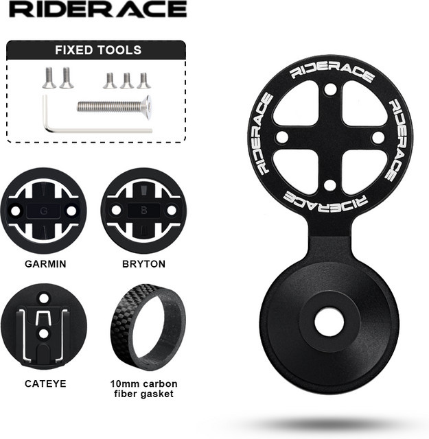 RIDERACE Fahrradcomputerhalterung für Garmin Edge, Bryton und CatEye in Schwarz - Bild 1