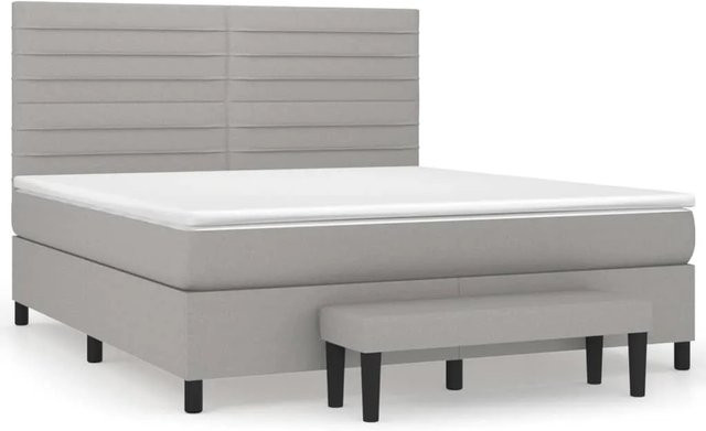 vidaXL Boxspringbett mit Matratze Hybrid-Design in Hellgrau, B/T/H: 160 x 200 x 128 cm - Bild 1