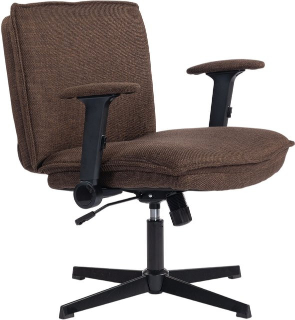 HOMCOM Bürostuhl in Braun mit klappbaren Armlehnen, extra breitem Sitz, höhenverstellbar und drehbar aus Kunstleinengewebe - Bild 1