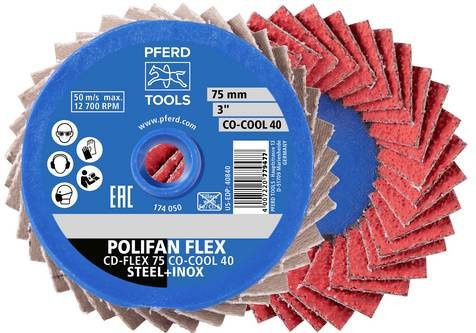 PFERD Schleifscheiben-Set COMBIDISC CDR-FLEX CO-COOL in Blau, Durchmesser: 75 mm, Körnung: 60, 10 Stück - Bild 1