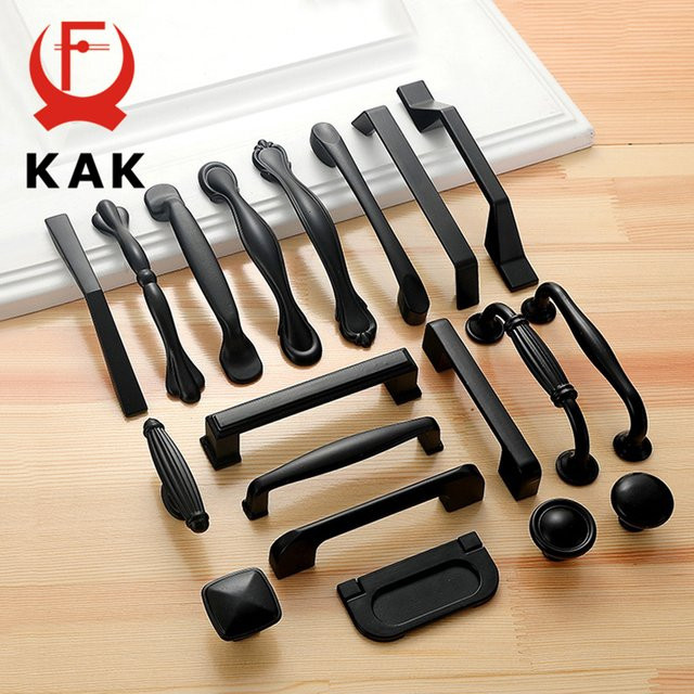 KAK 10 Stück Schrankgriffe im amerikanischen Stil aus Aluminiumlegierung, Schwarz Matt, Möbelgriffe für Küchenschränke und Schubladen - Bild 1