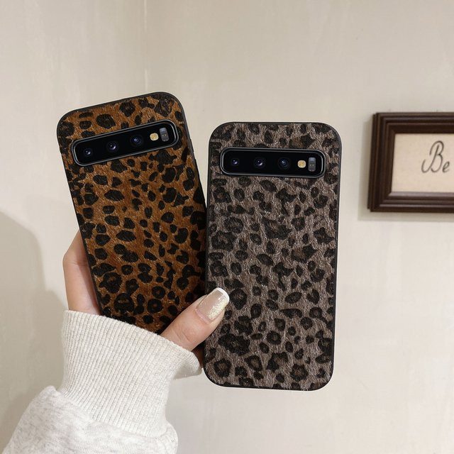 Handyhülle im Retro-Stil mit künstlichem Plüsch und Leopard-Leder für Samsung Galaxy S10, S10 4G, S10 5G, S10 Plus und S10 Lite in Schwarz und Multicolour - Bild 1
