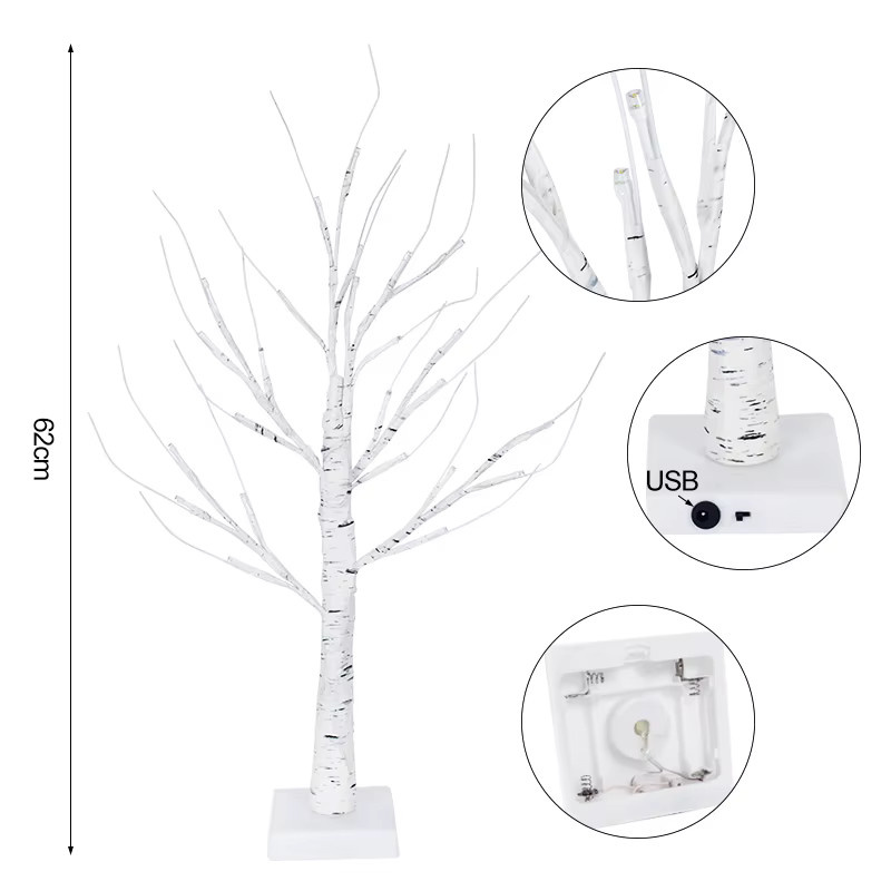 ZQNYCY LED Ostern Birke Dekoration mit hängenden Ei-Ornamenten in Weiß, Höhe: 62 cm - Bild 2